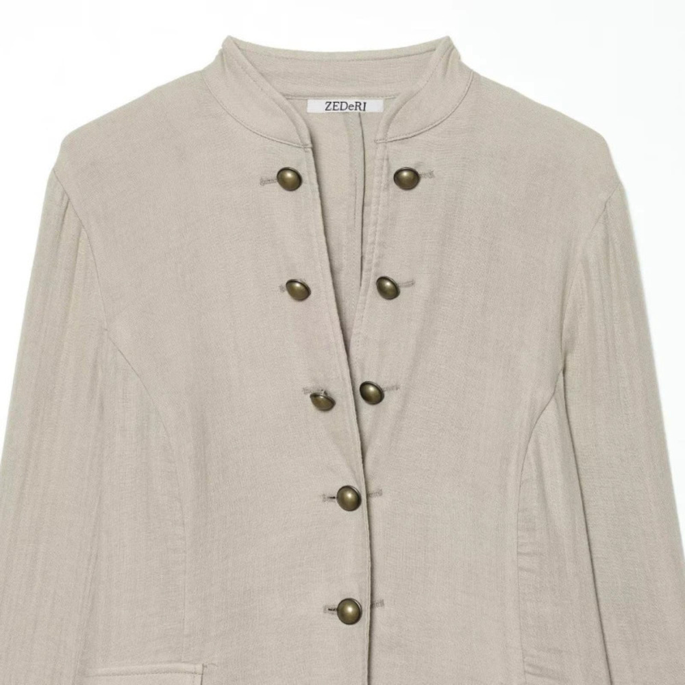 ZARA Feng Rustic Double Breasted Slim Fit Blazer